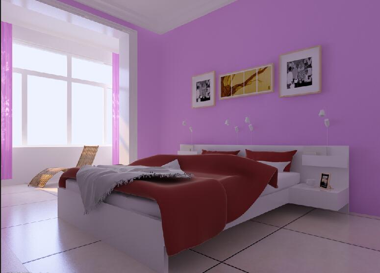 白城富华苑小区30平米卧室浅紫色墙壁卧室飘窗榻榻米床创意台灯效果图